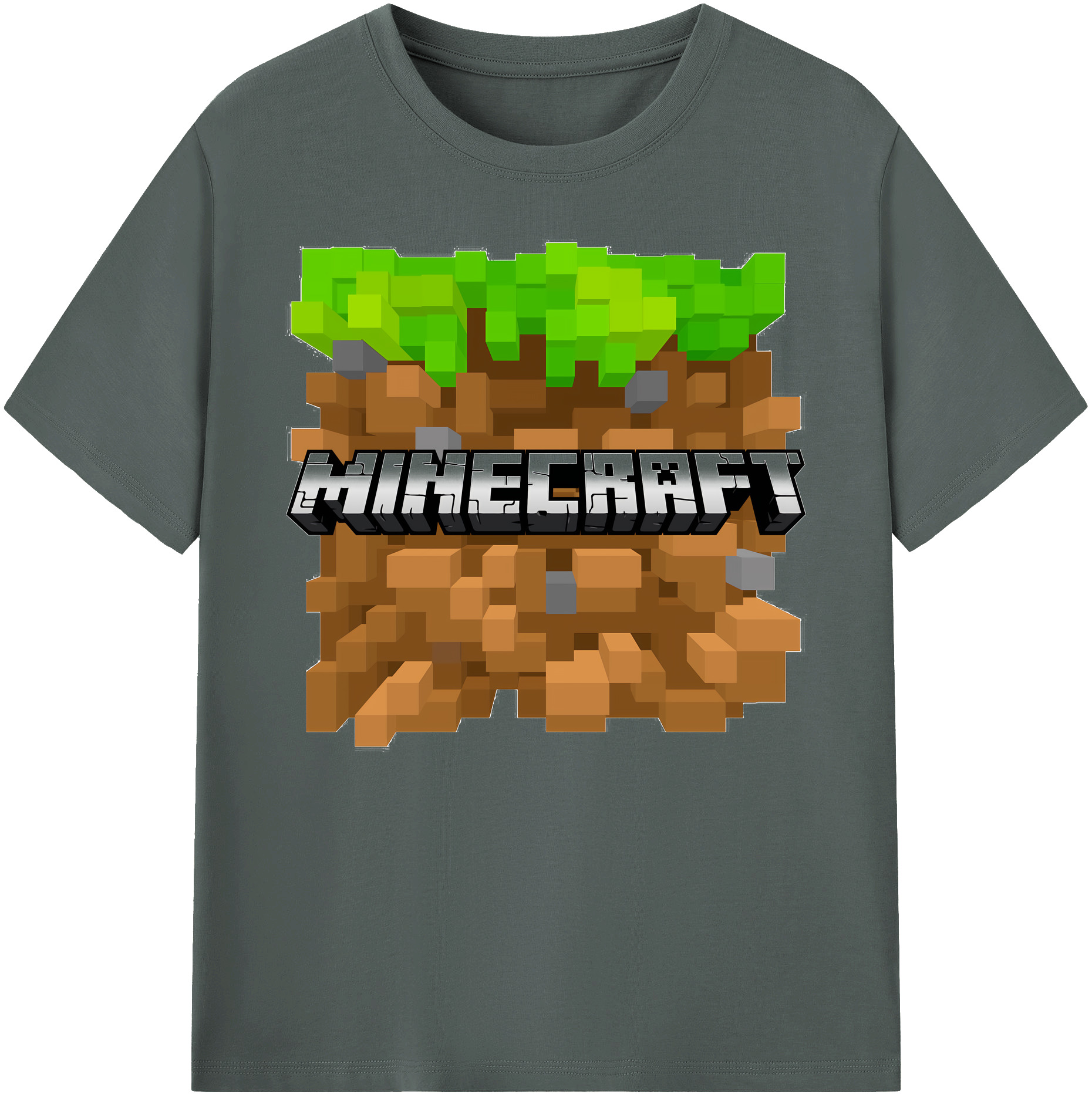 （画像用） マインクラフト ブロックの世界 Minecraft MC Block world 綿100％ メンズ半袖Tシャツ｜肌触りやわらか＆通気性